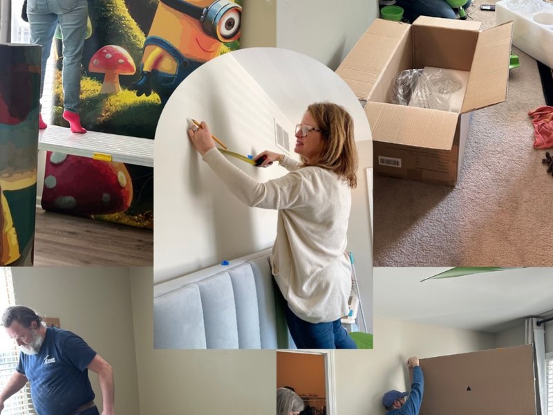 Volunteers creating a beautiful bedroom for a child in need